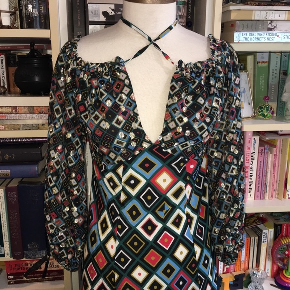 Rixo Audrey Multicolor Geometric Print Off-Shoulder Dress - Picture 6 of 12